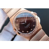 Omega V6 Constellation Diamonds Bezel Brown Textured Dial Case WJ00338